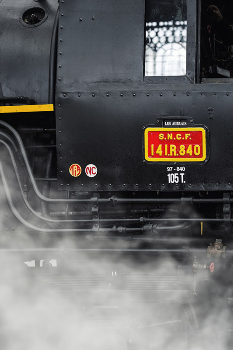 Locomotive à vapeur 141R840 à Paris Austerlitz le 21 octobre 2017 (photo Nicolas Laverroux)